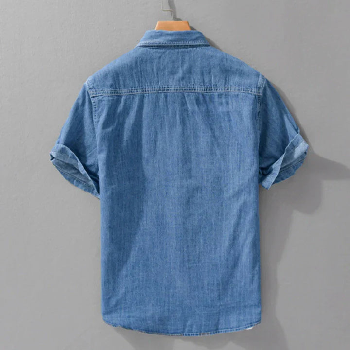 Men's Bordeaux Denim Shirt – Slim Fit Smart-Casual Essential – view 3