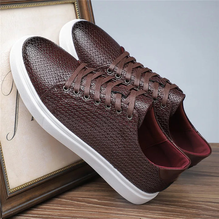 Men's Woven Leather Trainers – Low-Top Smart Casual Sneakers – view 7
