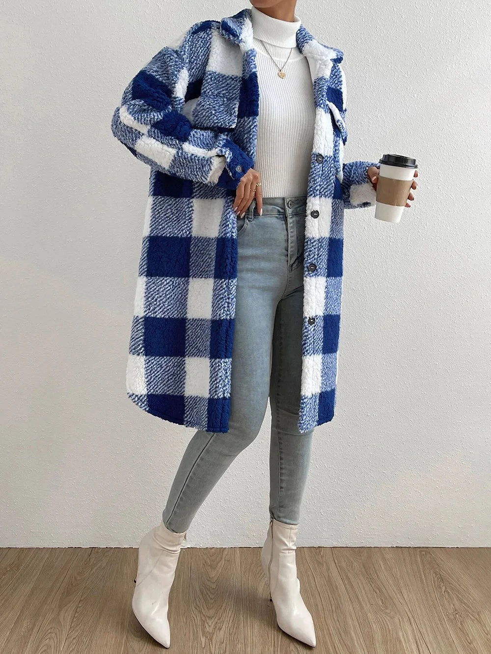 Women's Fleece Trench Coat – Open-Front Relaxed Layering Piece – view 10