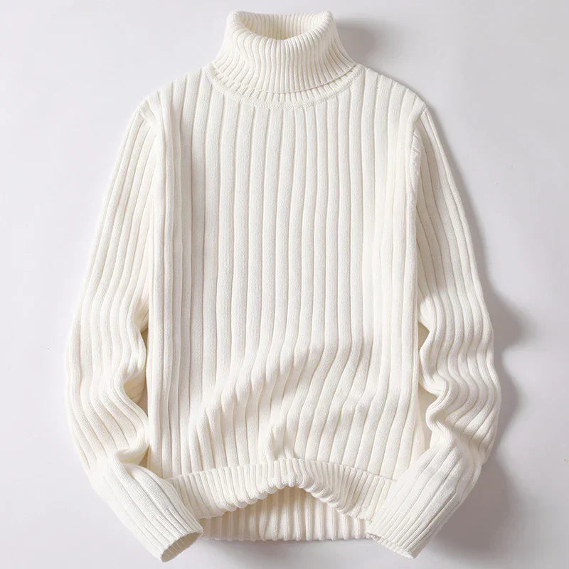 Men's Ribbed Knit Turtleneck Jumper – Heavy Roll Neck – view 2