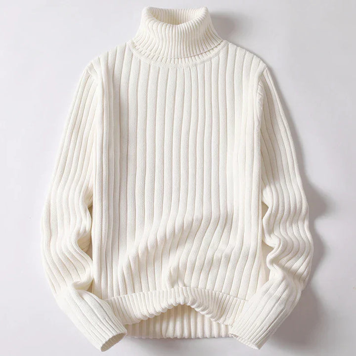 Men's Ribbed Knit Turtleneck Jumper – Heavy Roll Neck – view 2