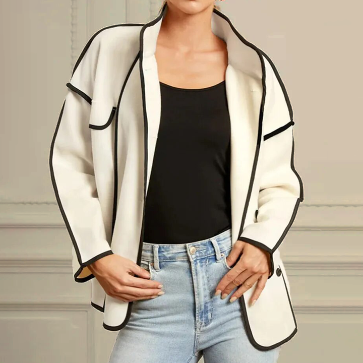 Women's Monaco Piped Wool Jacket – Insulated Contrast Trim – view 6