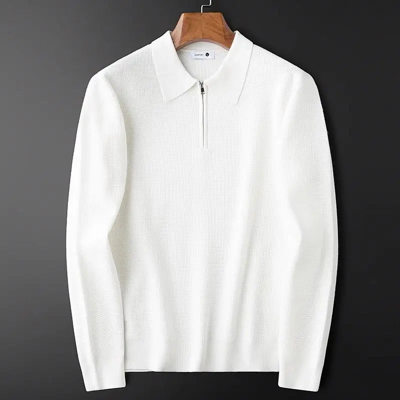 Men's Ribbed Knit Quarter-Zip Jumper – Fine-Gauge Layer – view 6
