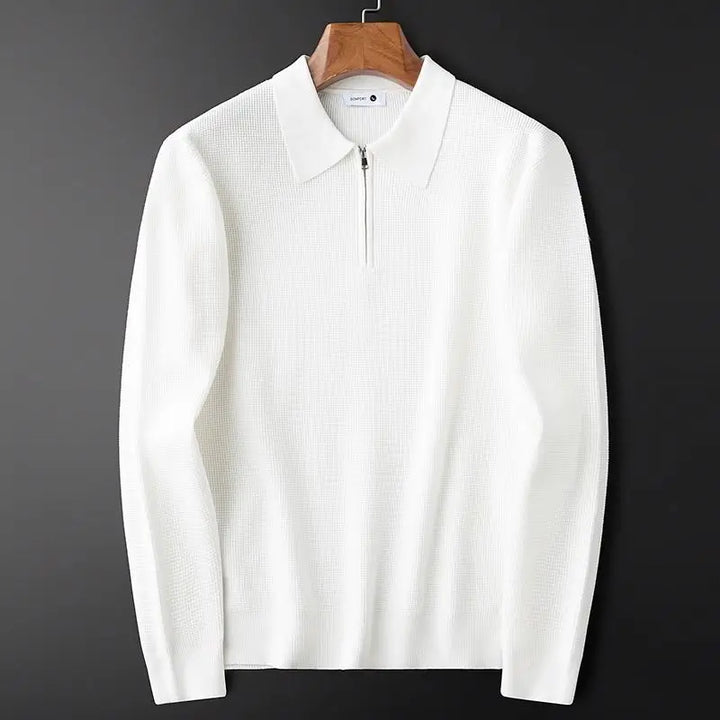 Men's Ribbed Knit Quarter-Zip Jumper – Fine-Gauge Layer – view 6