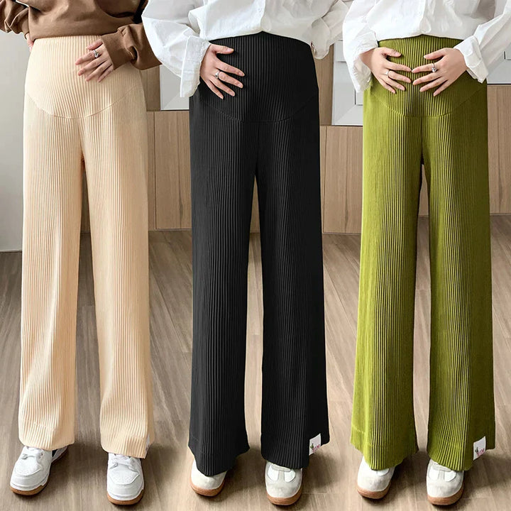 Women's Ribbed Maternity Trousers – Wide Leg Comfort Fit – view 3