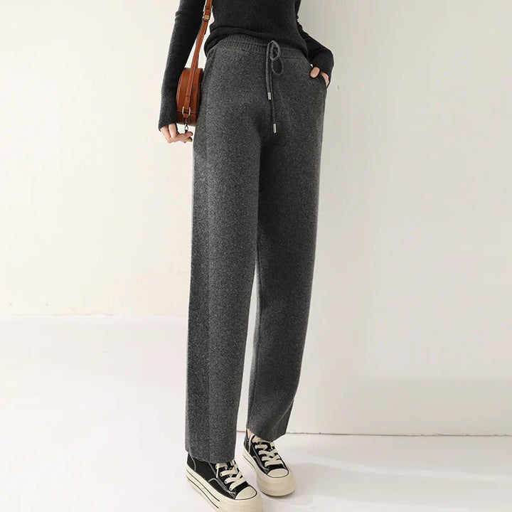 Women's 100% Wool Wide-Leg Trousers – Cosy Drawstring Waist – view 2