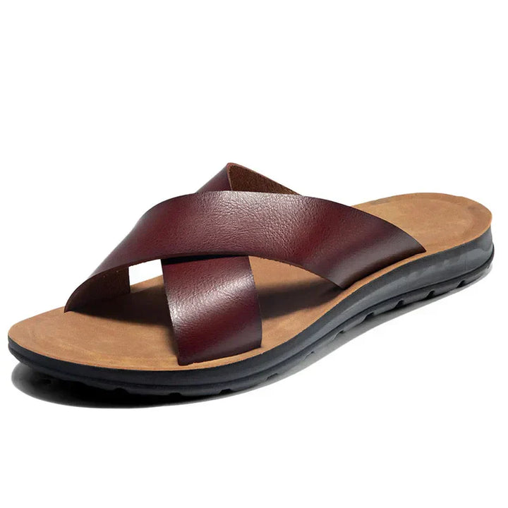 Men's Leather Slide Sandals – Cushioned Ergonomic Footbed – view 7