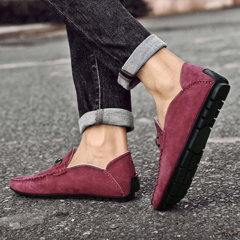 Men's Suede Loafers – Horse-Bit Detail, Non-Slip Sole