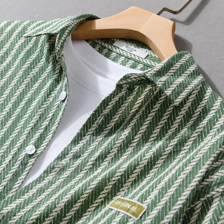 Men's Berrand Cotton Shirt – Lightweight Vertical Stripe Casual – view 2