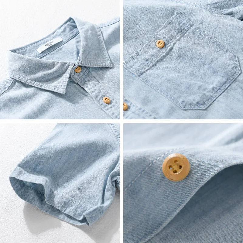 Men's Bordeaux Denim Shirt – Slim Fit Smart-Casual Essential – view 5