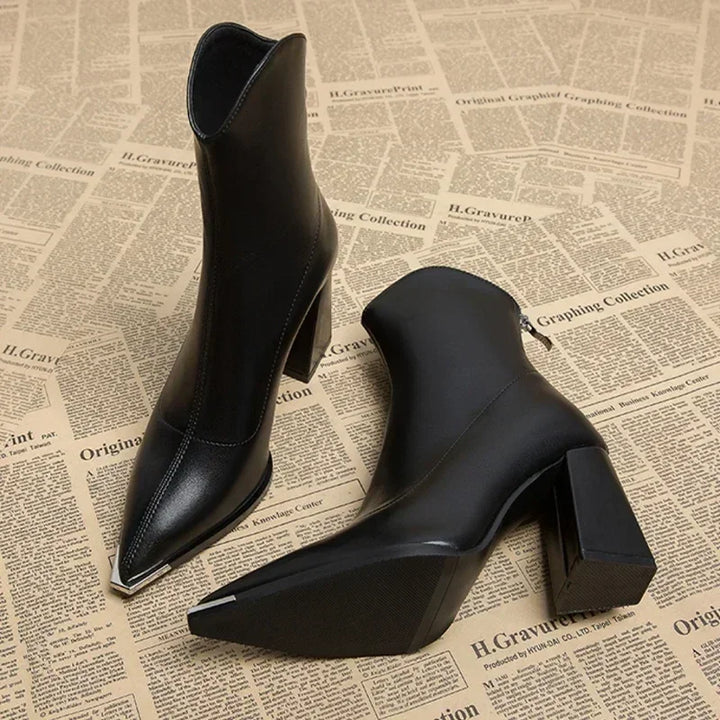 Women's Pointed Chelsea Boots with Block Heel – Smart Comfort