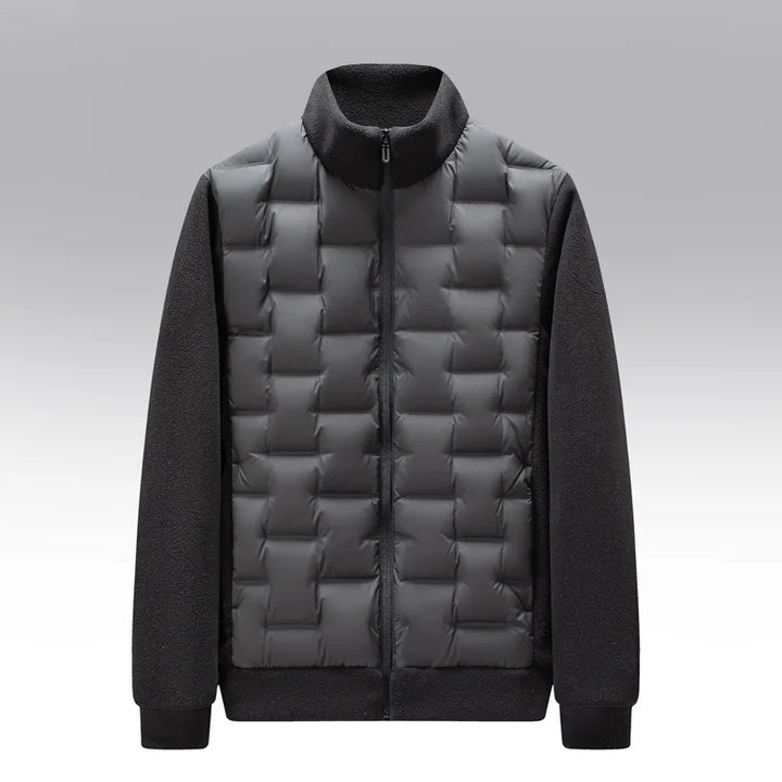 Men's Quilted Jacket – Fleece-Sleeve Insulated Hybrid Layer – view 7