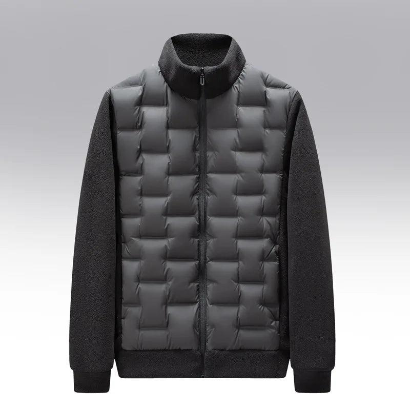 Men's Quilted Jacket – Fleece-Sleeve Insulated Hybrid Layer – view 7