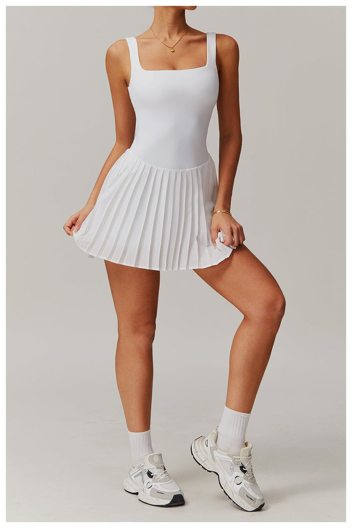 Women's Pleated Tennis Dress – Built-In Shorts & Pocket