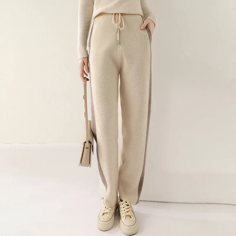 Women's 100% Wool Wide-Leg Trousers – Cosy Drawstring Waist – view 5