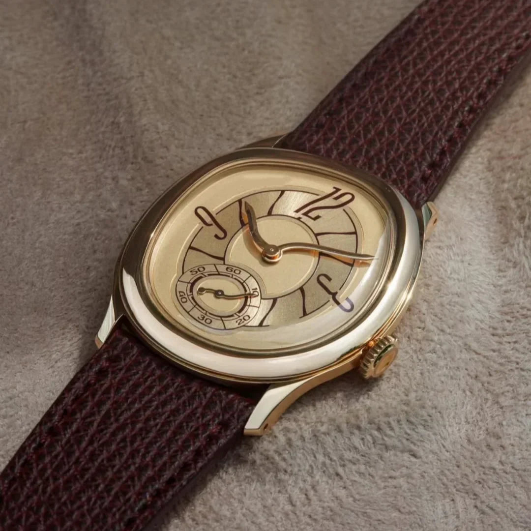 Men's Automatic Watch – Art Deco Spiral Dial Leather Strap – view 8