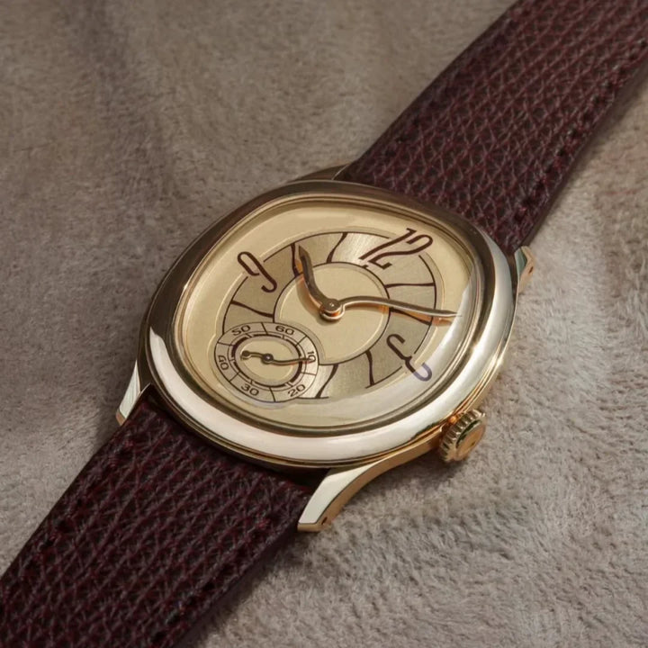 Men's Automatic Watch – Art Deco Spiral Dial Leather Strap – view 8