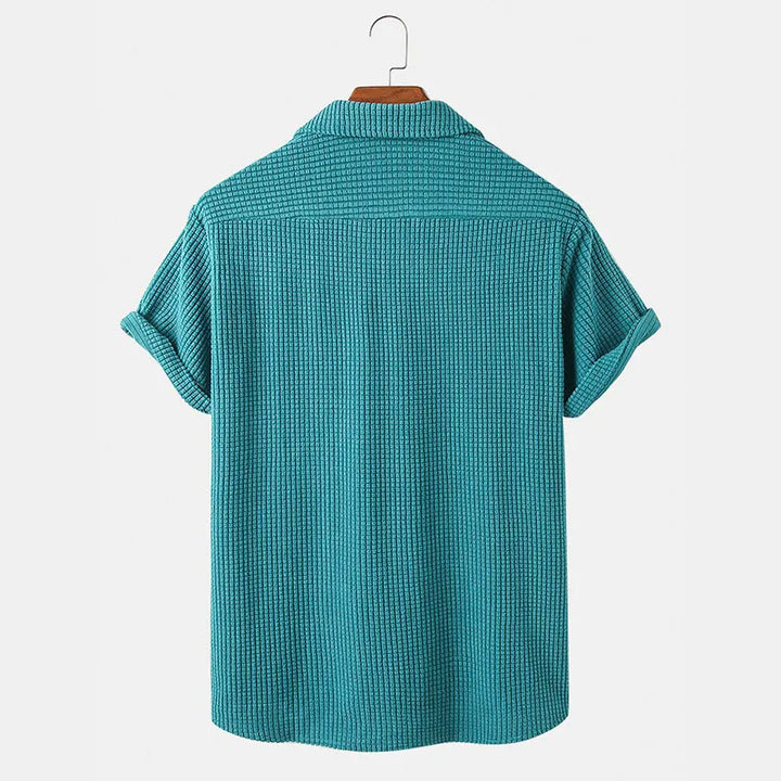 Men's Waffle-Knit Terry Shirt – Bruno Breathable Casual Summer – Teal