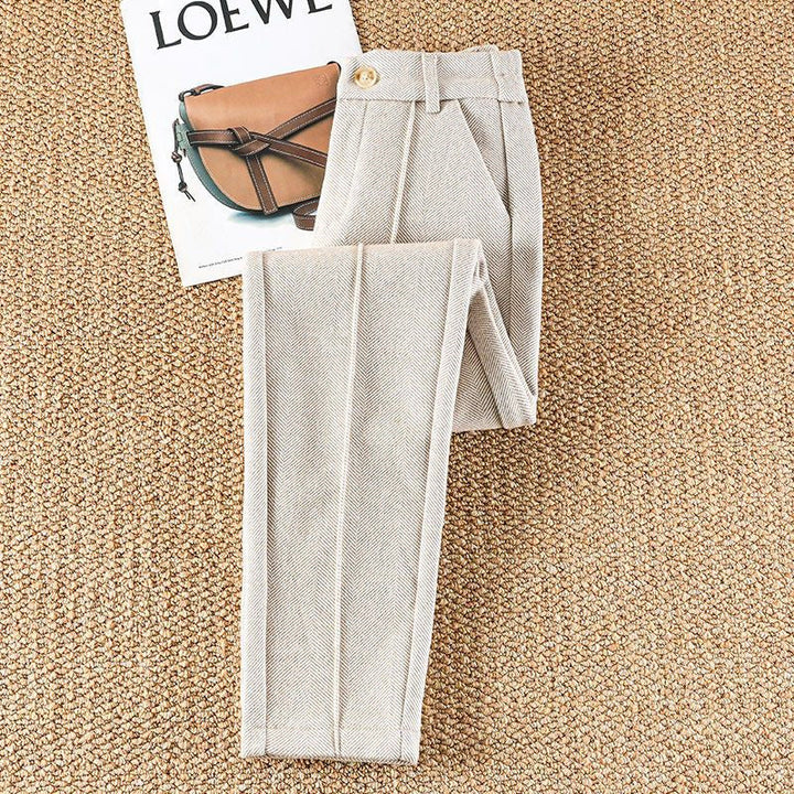 Women's Cotton Tailored Trousers – Herringbone Texture – view 4