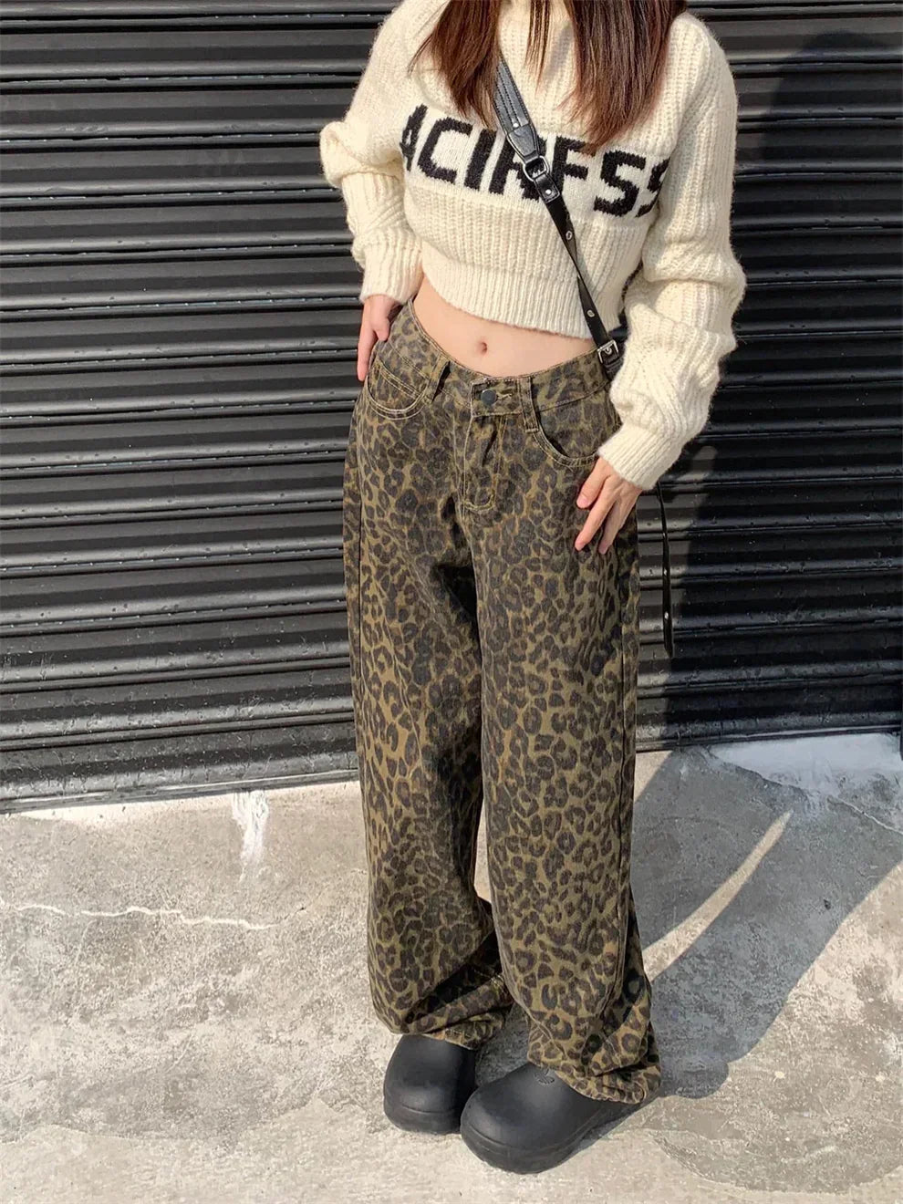 Women's Leopard Print Cotton Jeans – Bold Animal Print Denim – view 3