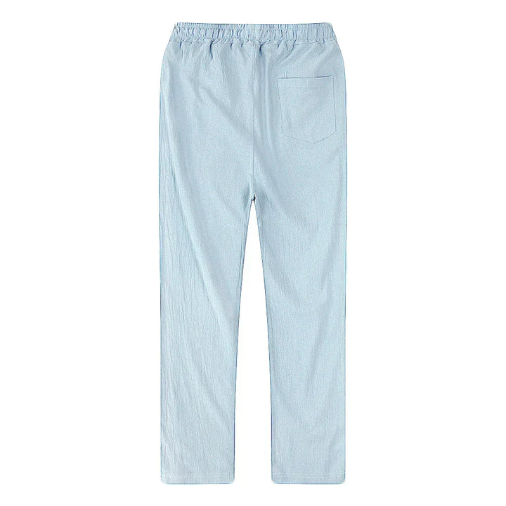 Men's Linen Blend Drawstring Trousers – Lightweight Summer Wear