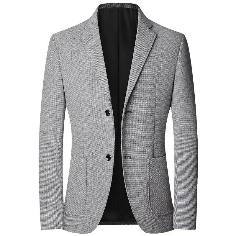 Men's Textured Knit Blazer – Tailored Smart-Casual Jacket – Grey