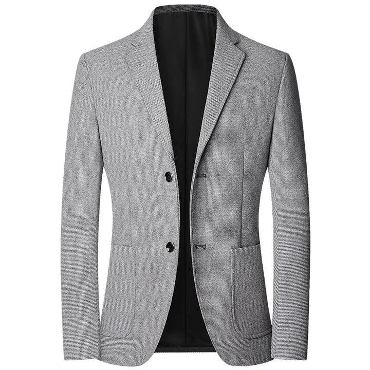 Men's Textured Knit Blazer – Tailored Smart-Casual Jacket – Grey