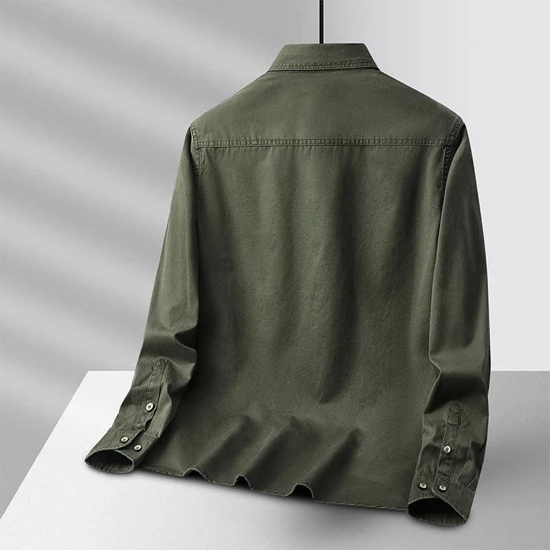 Men's Cotton Military Overshirt – Utility Field Shacket – view 5