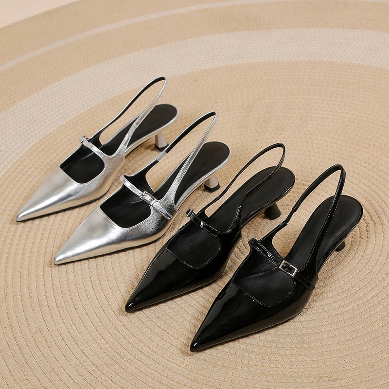 Women's Slingback Kitten Heels - Comfortable Elegance for All Day