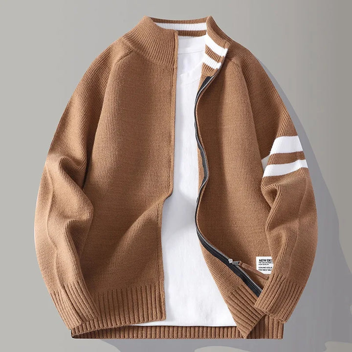 Men's Wool-Blend Zip Sweater - Varsity Knit Jumper Layer – view 2