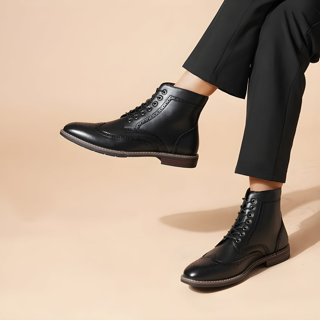 Men's Leather Wingtip Brogue Boots – Smart Everyday Wear – view 3