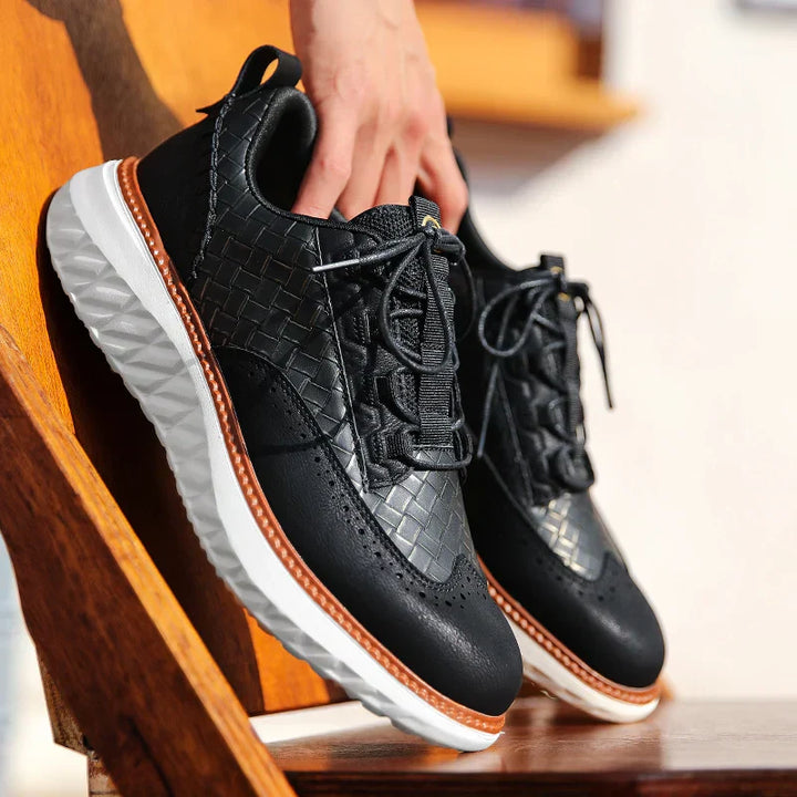 Men's Woven Leather Trainers – Smart-Casual Hybrid Shoes – view 6