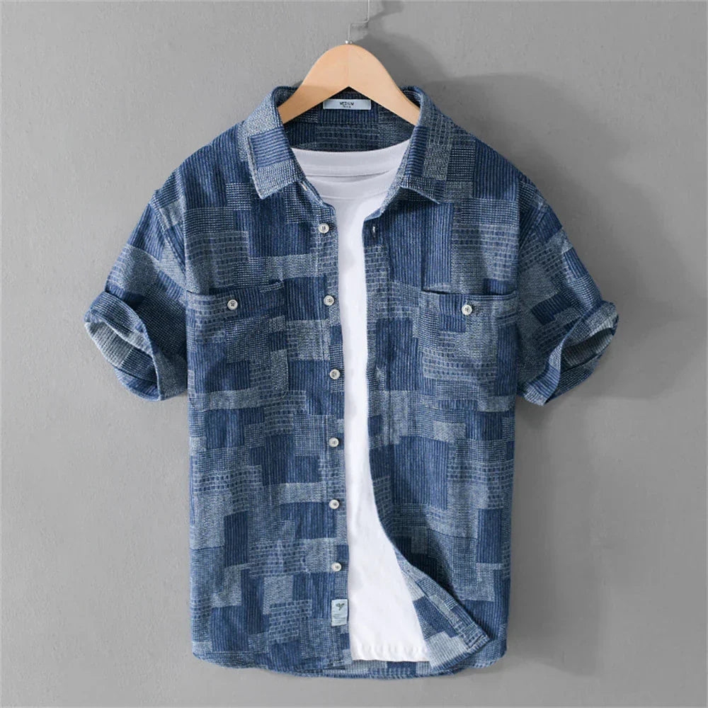Men's Cotton Blend Check Shirt – Lightweight Relaxed Layer – view 3