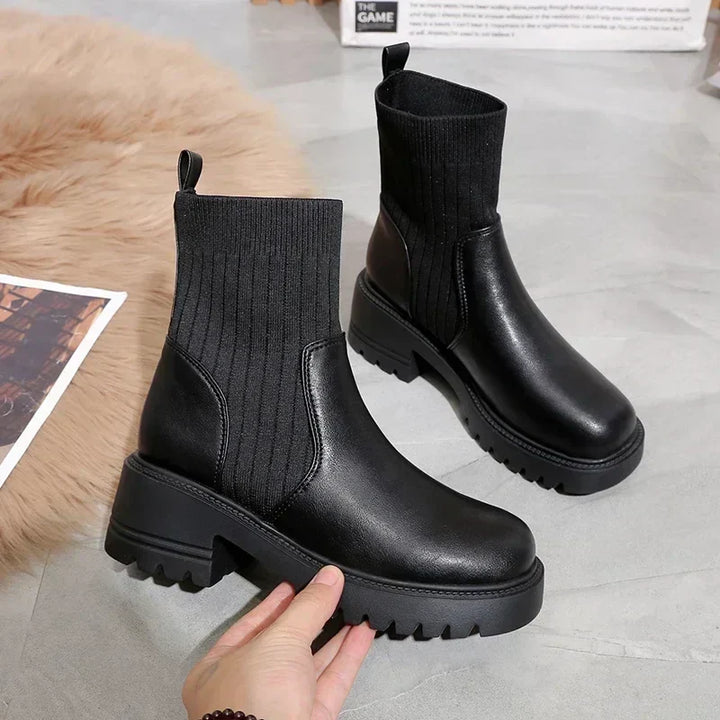 Women's Ribbed Knit Boots with Flexible Fit – Everyday Comfort – view 2