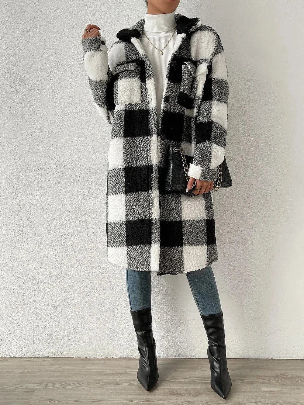 Women's Fleece Trench Coat – Open-Front Relaxed Layering Piece – view 11