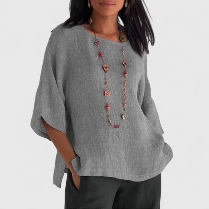 Women's Cotton-Linen Relaxed Blouse - Casual Summer Comfort