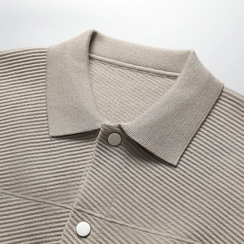 Men's Ribbed Knit Jacket with Snap Front – Smart Casual Layer – view 2