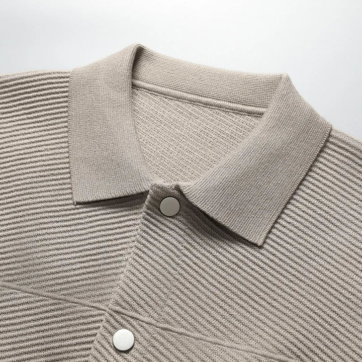Men's Ribbed Knit Jacket with Snap Front – Smart Casual Layer – view 2