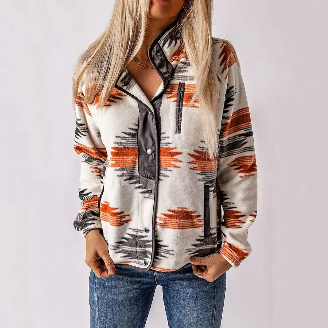 Women's Fleece Button-Up Jacket – Cosy Colour-Block Layering – view 3