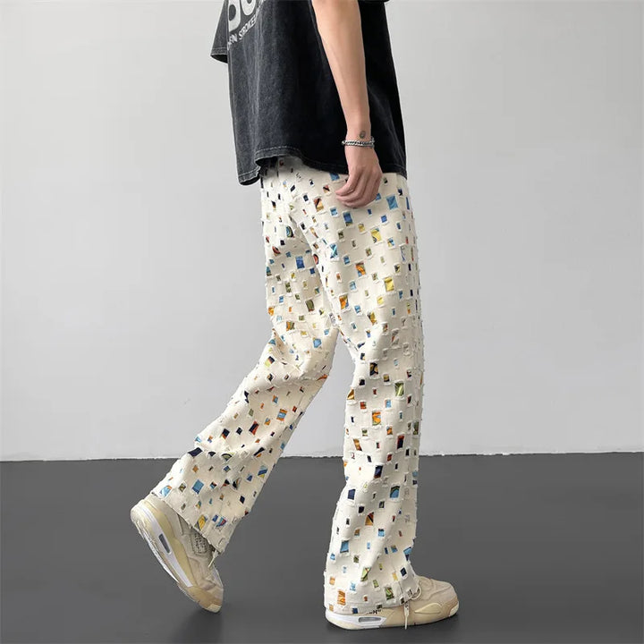 Men's Distressed Patchwork Trousers – Relaxed Streetwear Style – view 2