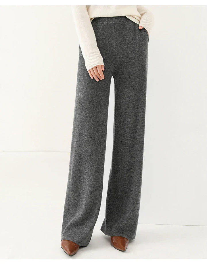 Women's Merino Wool Wide-Leg Trousers – High-Waisted Comfort