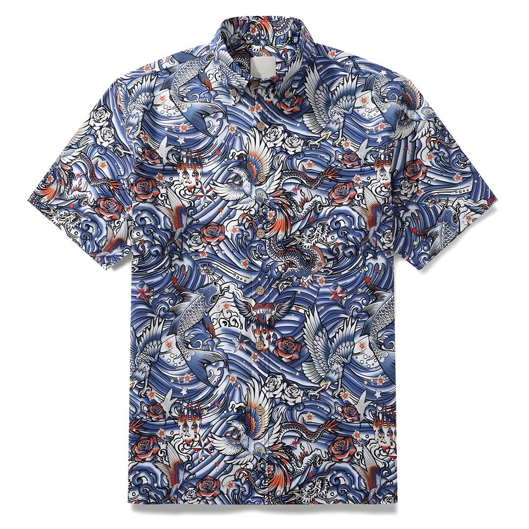 Men's Printed Resort Shirt – Lightweight Holiday Button-Up – Natori