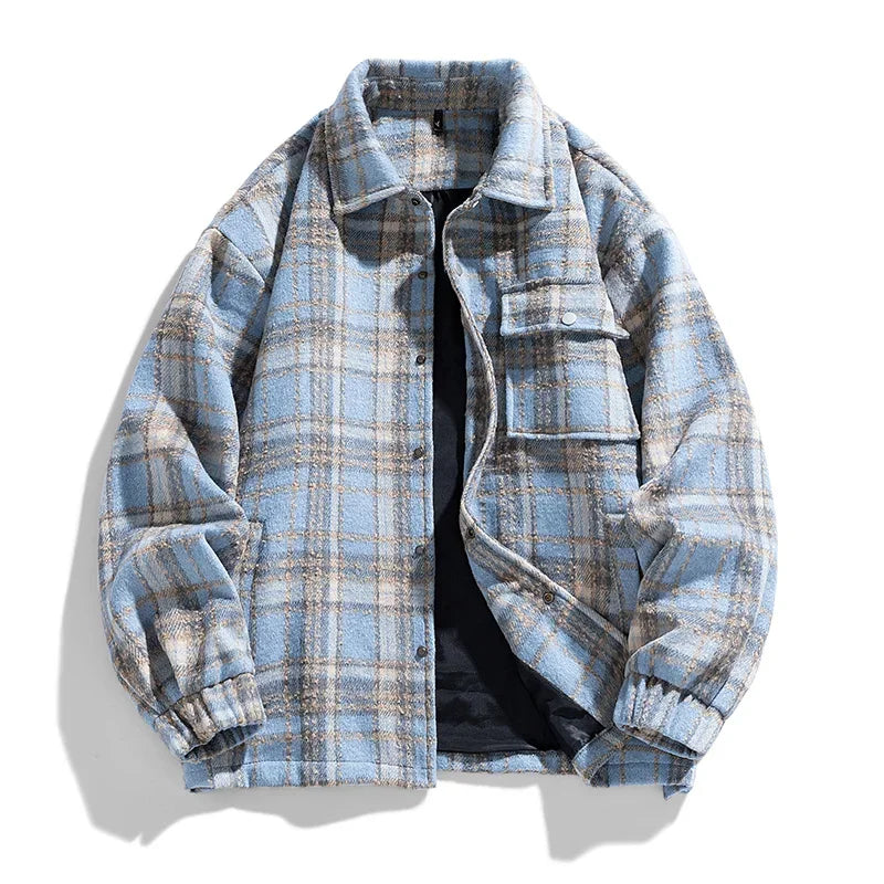 Men's Hikari Flannel Jacket – Fleece-Lined Check Layer – Black (Unlined)