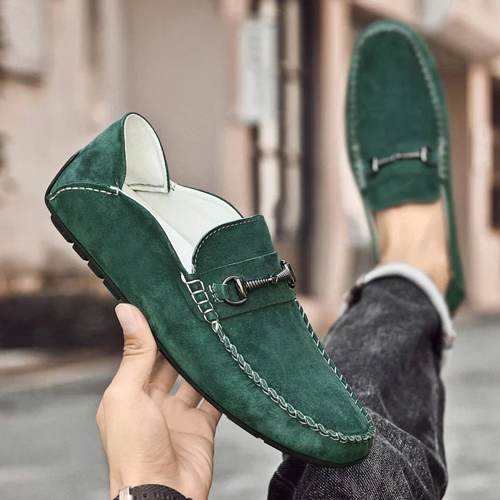 Men's Suede Loafers – Horse-Bit Detail, Non-Slip Sole