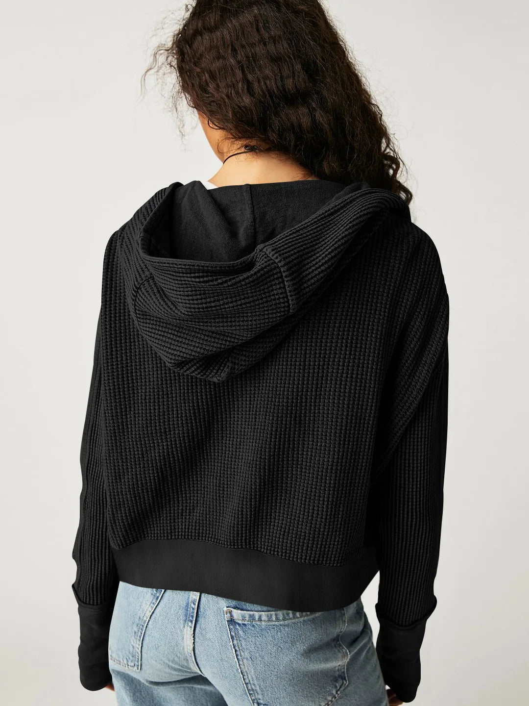 Women's Cropped Cotton Blend Hoodie – Soft Casual Layering