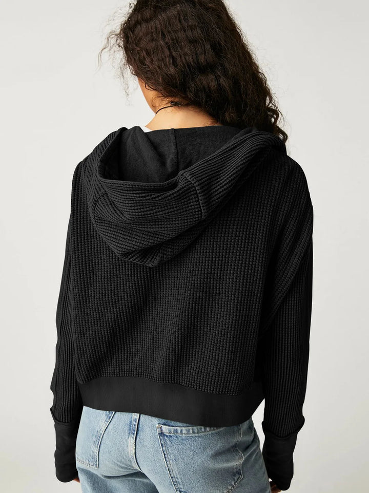 Women's Cropped Cotton Blend Hoodie – Soft Casual Layering