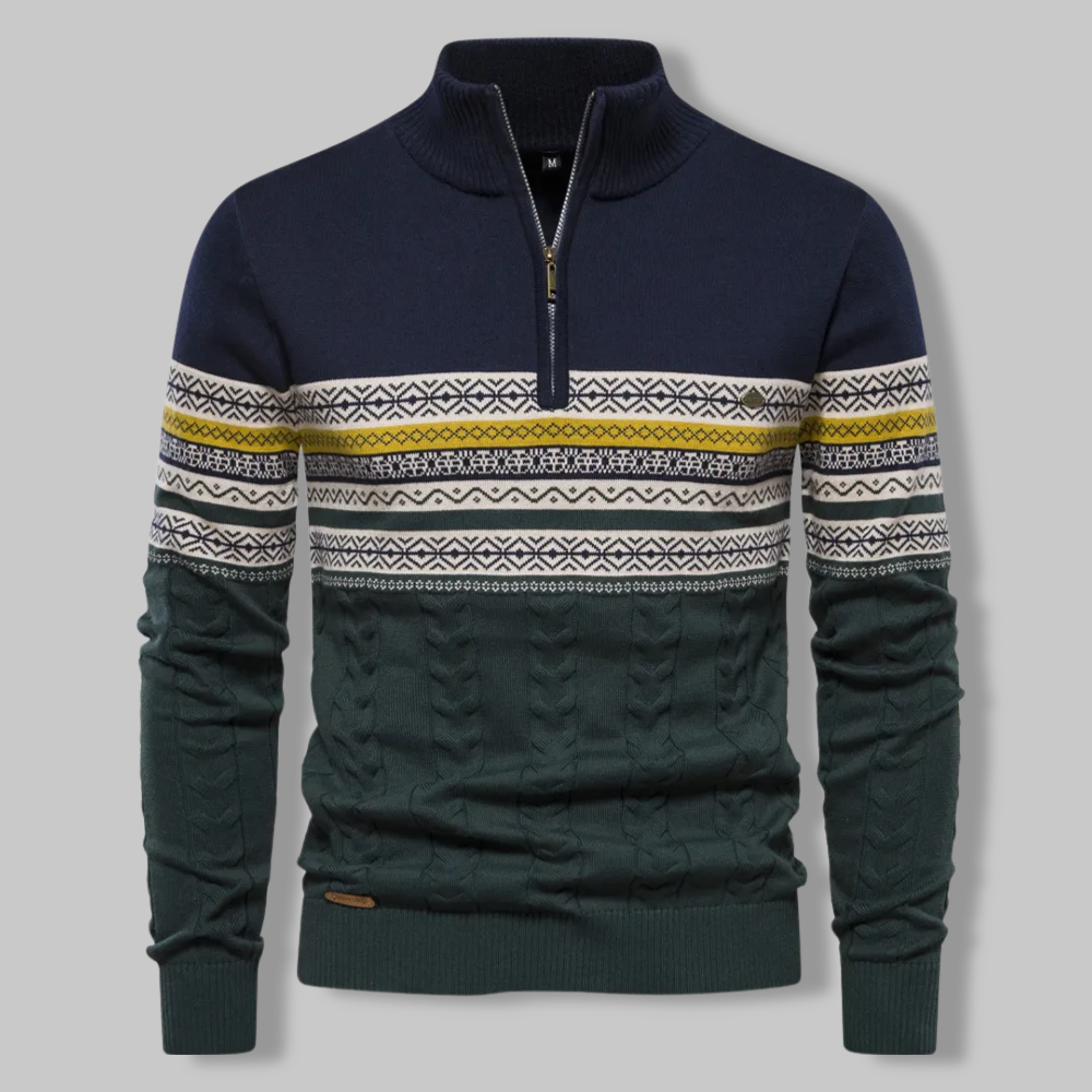 Men's Everest Cable Knit Quarter Zip Jumper – Alpine Warmth – Navy