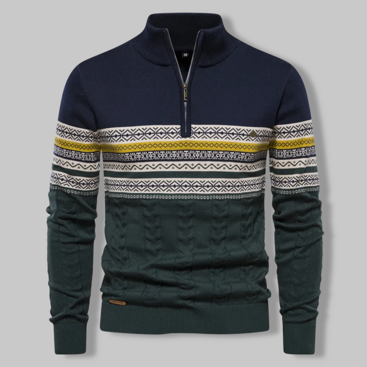 Men's Everest Cable Knit Quarter Zip Jumper – Alpine Warmth – Navy