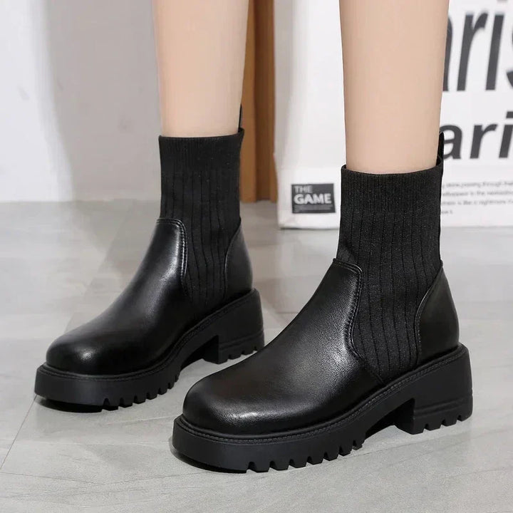 Women's Ribbed Knit Boots with Flexible Fit – Everyday Comfort – view 4