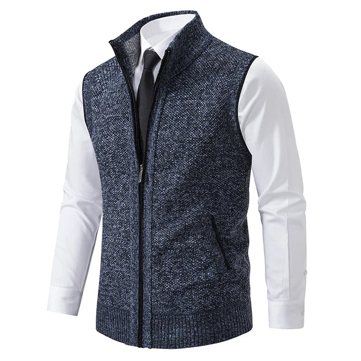 Men's Knitted Zip-Up Gilet – Funnel Neck Vest for Smart Layering – view 7